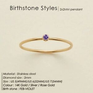 NWT Louise Carter Dainty Birthstone Ring Violet February Size 7